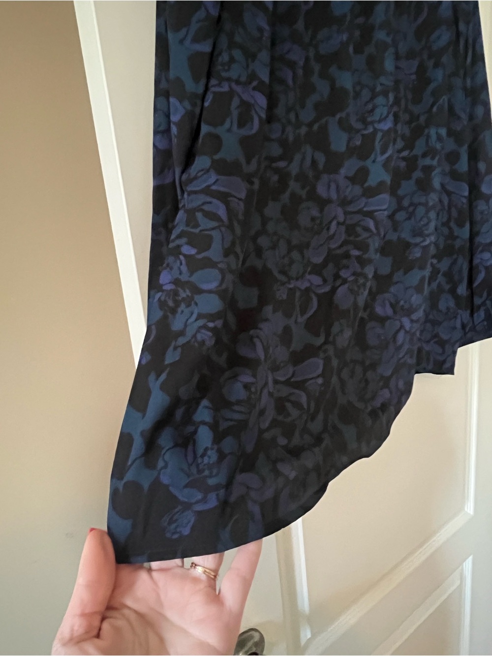 Loft Black Base Floral Long Sleeve Blouse in Dark Teal & Purple Accents Size XXL - Picture 10 of 16